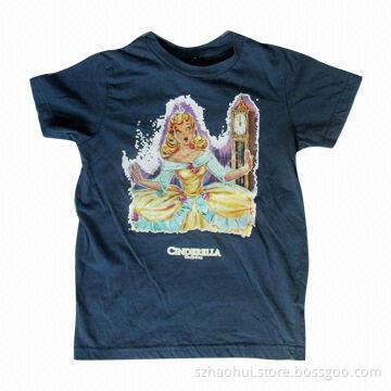 Children's T-shirt with Heat Transfer, Plastic Print, 100% Cotton